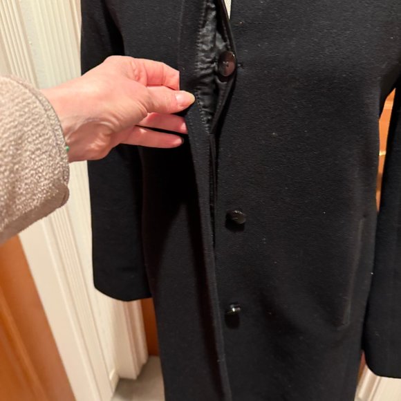 Cole Haan Black cashmere & wool blend Coat Classic Tailored Style - Picture 15 of 15